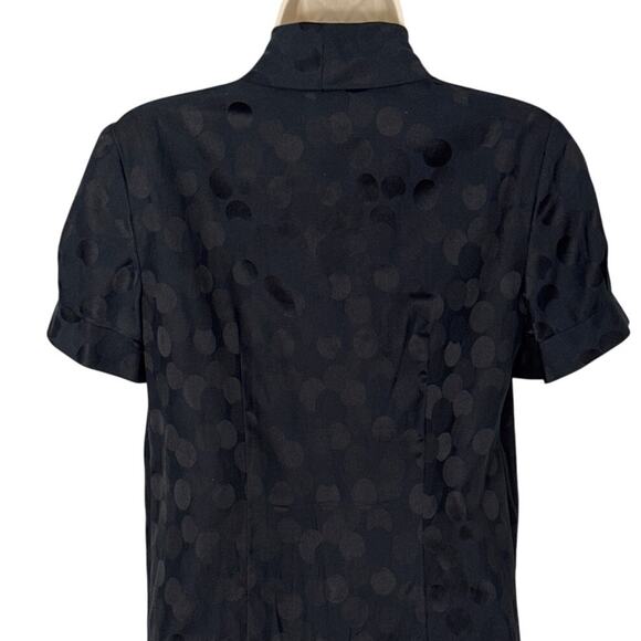 Pendleton Women's Silk Blend Polka Dot Front Tie Short Sleeve Blouse Black Sz 4 - Picture 8 of 8